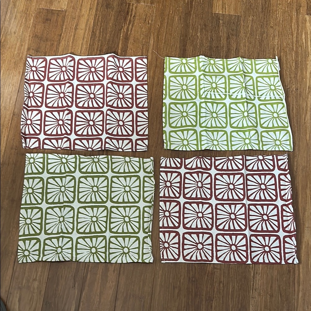 Floral Pattern Dining Table Linens - Green and Maroon